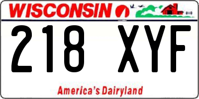 WI license plate 218XYF