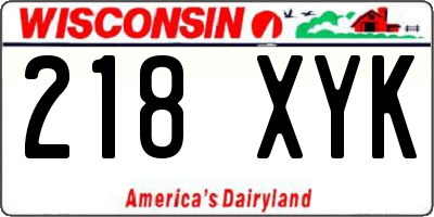 WI license plate 218XYK