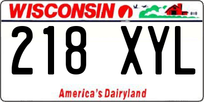WI license plate 218XYL