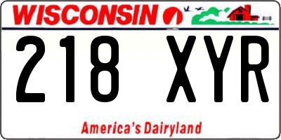 WI license plate 218XYR