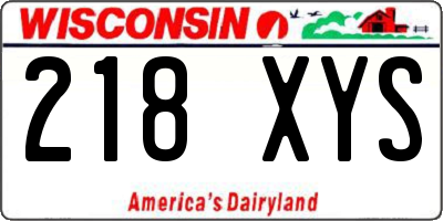 WI license plate 218XYS