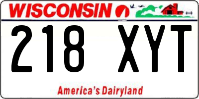 WI license plate 218XYT