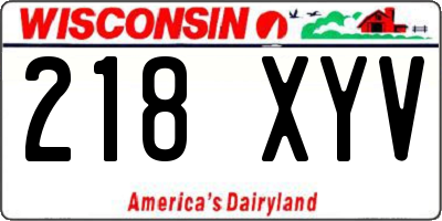 WI license plate 218XYV