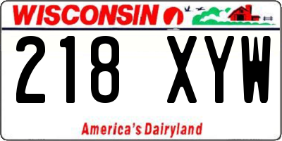 WI license plate 218XYW