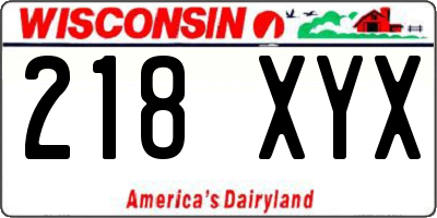 WI license plate 218XYX