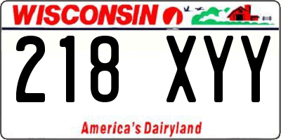 WI license plate 218XYY