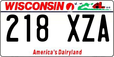 WI license plate 218XZA