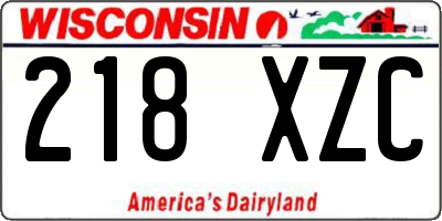 WI license plate 218XZC