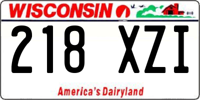 WI license plate 218XZI