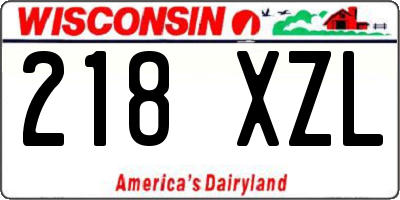 WI license plate 218XZL