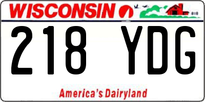 WI license plate 218YDG