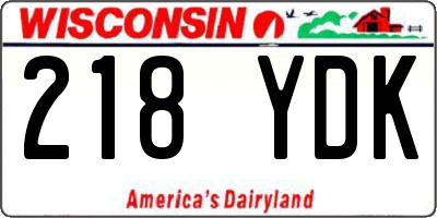 WI license plate 218YDK