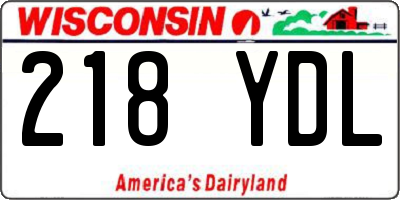 WI license plate 218YDL