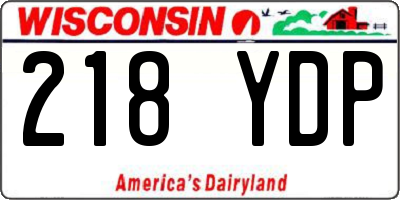 WI license plate 218YDP