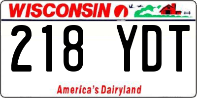 WI license plate 218YDT