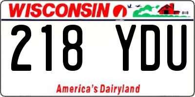 WI license plate 218YDU