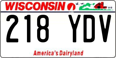 WI license plate 218YDV