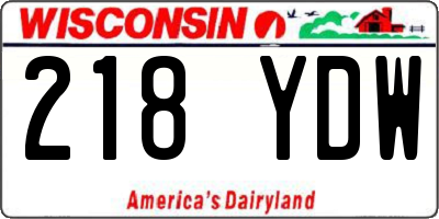 WI license plate 218YDW