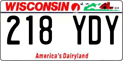 WI license plate 218YDY