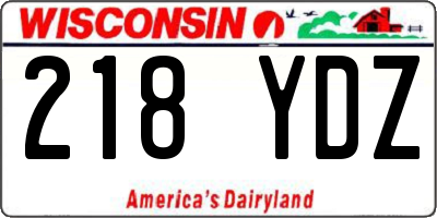 WI license plate 218YDZ