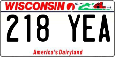 WI license plate 218YEA
