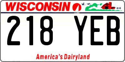 WI license plate 218YEB