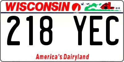 WI license plate 218YEC