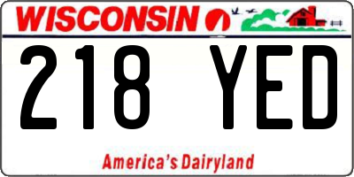 WI license plate 218YED