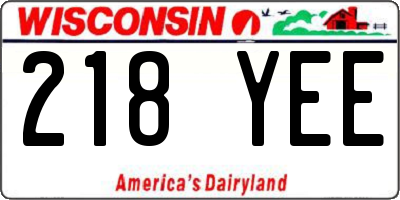 WI license plate 218YEE