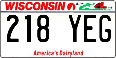 WI license plate 218YEG