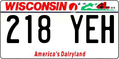 WI license plate 218YEH