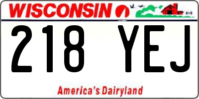 WI license plate 218YEJ