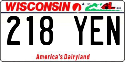 WI license plate 218YEN