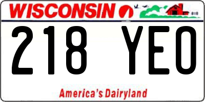 WI license plate 218YEO