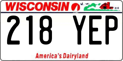 WI license plate 218YEP