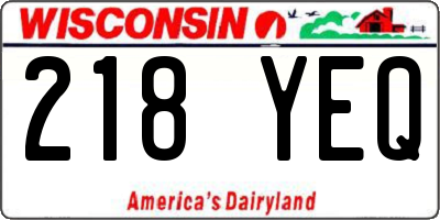 WI license plate 218YEQ