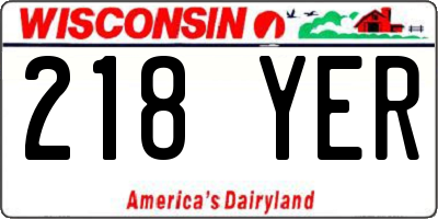 WI license plate 218YER