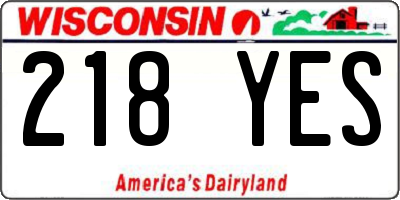 WI license plate 218YES