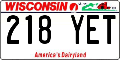 WI license plate 218YET