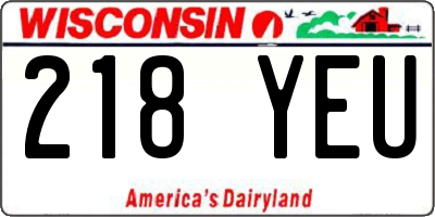 WI license plate 218YEU