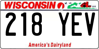 WI license plate 218YEV