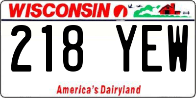 WI license plate 218YEW
