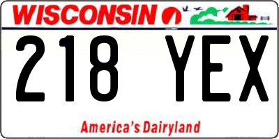 WI license plate 218YEX
