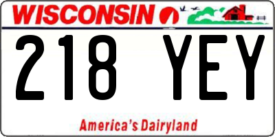 WI license plate 218YEY