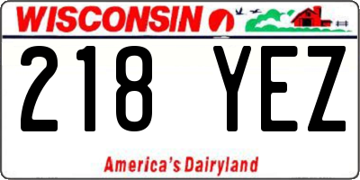 WI license plate 218YEZ