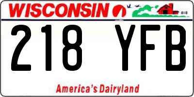 WI license plate 218YFB