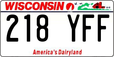 WI license plate 218YFF