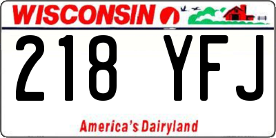 WI license plate 218YFJ