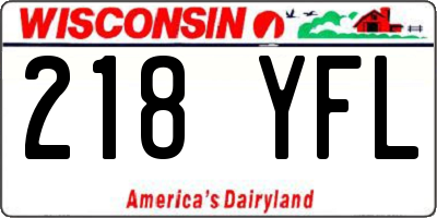 WI license plate 218YFL