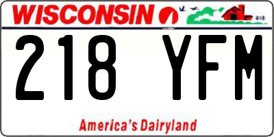 WI license plate 218YFM
